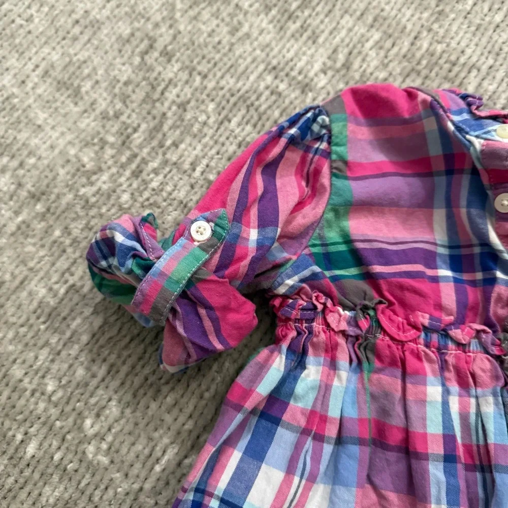 Ralph Lauren‎ Baby Madras Plaid Long Sleeve Dress – Size 12M Timeless Old Money
